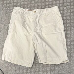 Cream Flat Front Casual Shorts